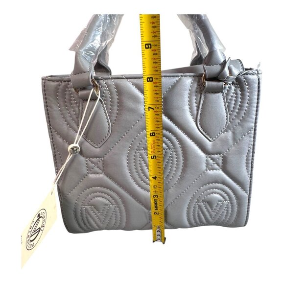NWT Valentino Orlandi Tote bag Light Grey Quilted Gold Charms Wide Detach Strap - Picture 6 of 13
